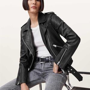 All Saints Balfern Black Leather Moto Biker Jacket